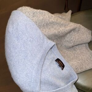 Quince Light Blue V-Neck Sweater